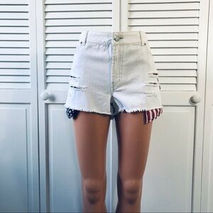 DESIGN LAB White Cotton Distressed Jean Shorts Size 31